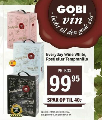 SPAR Everyday Wine White, Rosé eller Tempranillo tilbud