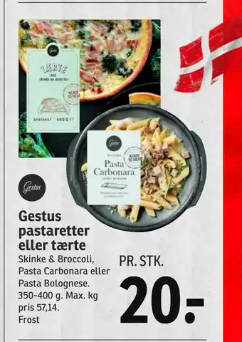 Gestus pastaretter eller tærte