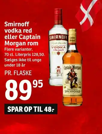 SPAR Smirnoff vodka red eller Captain Morgan rom tilbud