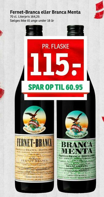 SPAR Fernet-Branca eller Branca Menta tilbud