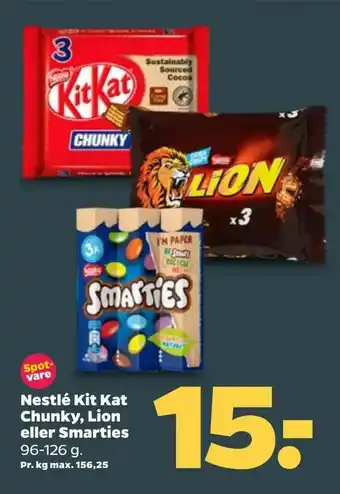 Nestlé Kit Kat Chunky, Lion eller Smarties