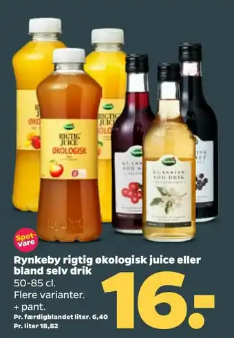 Netto Rynkeby rigtig økologisk juice eller bland selv drik tilbud