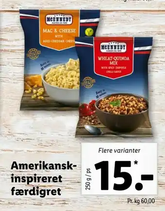Amerikanskinspireret færdigret