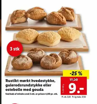Let-Køb Rustikt mørkt hvedestykke, gulerodsrundstykke eller ostebolle med gouda tilbud
