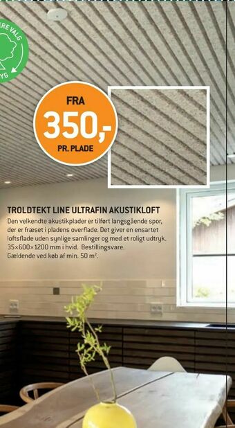 XL-BYG Troldtekt line ultrafin akustikloft tilbud