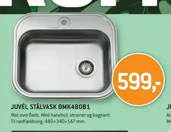 XL-BYG Juvél stålvask bmk480b1 tilbud