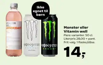 Kvickly Monster eller Vitamin well tilbud