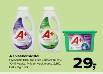 Kvickly A+ vaskemiddel tilbud
