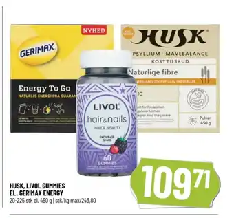 Løvbjerg HUSK, LIVOL GUMMIES EL. GERIMAX ENERGY tilbud