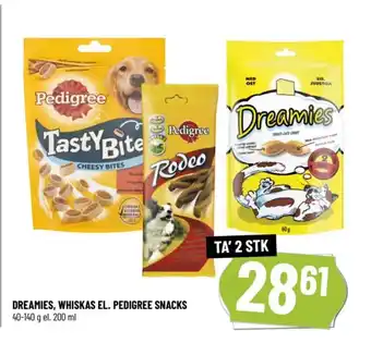 Løvbjerg DREAMIES, WHISKAS EL. PEDIGREE SNACKS tilbud