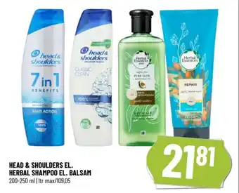 Løvbjerg HEAD & SHOULDERS EL. HERBAL SHAMPOO EL. BALSAM tilbud