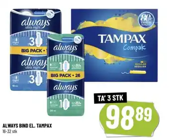 Løvbjerg ALWAYS BIND EL. TAMPAX tilbud