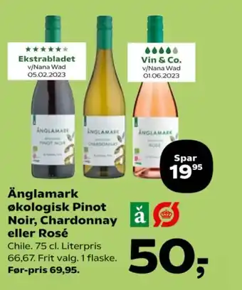 SuperBrugsen Änglamark økologisk Pinot Noir, Chardonnay eller Rosé tilbud