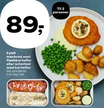 SuperBrugsen Fyldt mørbrad med flødekartofler eller schnitzel med kartofler tilbud