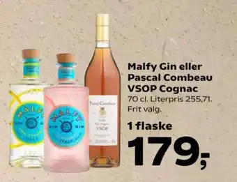 SuperBrugsen Malfy Gin eller Pascal Combeau VSOP Cognac tilbud