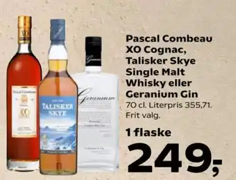 SuperBrugsen Pascal Combeau XO Cognac, Talisker Skye Single Malt Whisky eller Geranium Gin tilbud