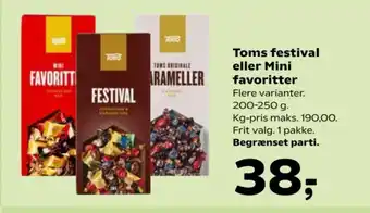 SuperBrugsen Toms festival eller Mini favoritter tilbud