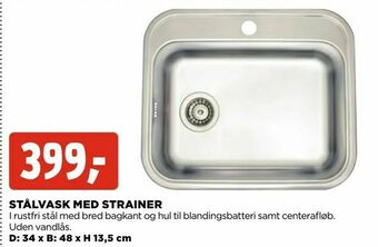 Stålvask med strainer