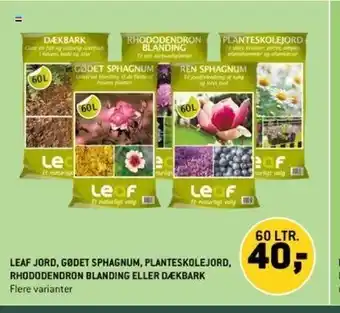 XL-BYG LEAF JORD, GODET SPHAGNUM, PLANTESKOLEJORD, RHODODENDRON BLANDING ELLER DÆKBARK tilbud