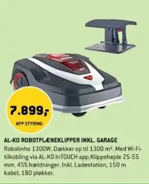 XL-BYG AL-KO ROBOTPLÆNEKLIPPER INKL. GARAGE tilbud