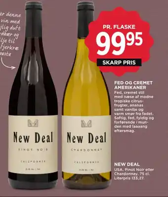 MENY NEW DEAL USA. Pinot Noir eller Chardonnay tilbud