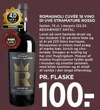 MENY ROMAGNOLI CUVÉE 18 VINO DI UVE STRAMATURE ROSSO tilbud