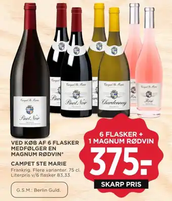 MENY VED KØB AF 6 FLASKER MEDFØLGER EN MAGNUM RØDVIN tilbud