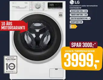 Skousen LG Kombinert Vaske-Tørremaskine K4DV508S1W tilbud