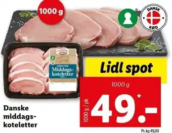 Lidl Danske Middags Koteletter 1000 g tilbud