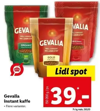 Lidl Gevalia Instant Kaffe 150-200 g tilbud