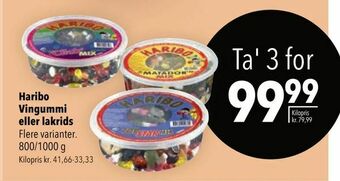 Citti Haribo Vingummi eller lakrids tilbud
