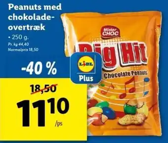 Lidl Penuts Med Chokolade Overtræk 250 g tilbud