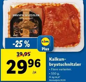 Lidl Kalkun Brystschnitzler 550 g tilbud