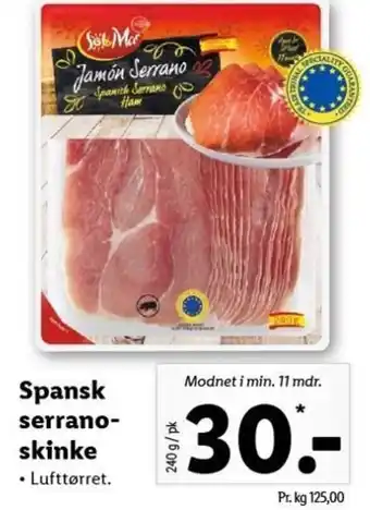 Lidl Spansk Serrano Skinke 240 g tilbud