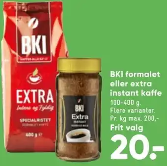 Bilka BKI Formalet Eller Extra Instant Kaffe 100-400 g tilbud