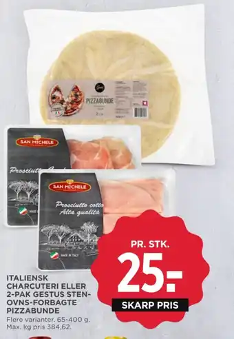 MENY ITALIENSK CHARCUTERI ELLER 2-PAK GESTUS STEN-OVNS-FORBAGTE PIZZABUNDE tilbud