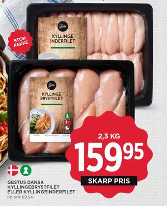 MENY GESTUS DANSK KYLLINGEBRYSTFILET ELLER KYLLINGEINDERFILET tilbud