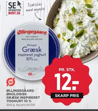 MENY ØLLINGEGAARD ØKOLOGISK GRÆSK INSPIRERET YOGHURT 10 % tilbud