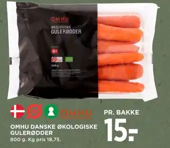 MENY OMHU DANSKE ØKOLOGISKE GULERØDDER tilbud
