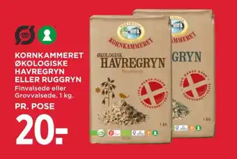 MENY KORNKAMMERET ØKOLOGISKE HAVREGRYN ELLER RUGGRYN tilbud