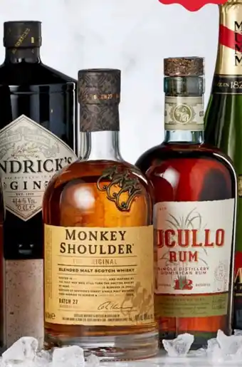 HENDRICK'S GIN, MONKEY SHOULDER WHISKY ELLER CUCULLO 12 ÅRS ROM