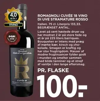MENY ROMAGNOLI CUVÉE 18 VINO DI UVE STRAMATURE ROSSO tilbud