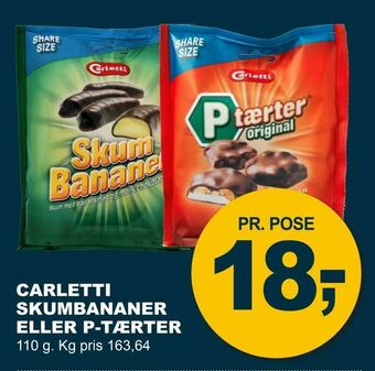 Let-Køb Carletti skumbananer eller p-tærter tilbud