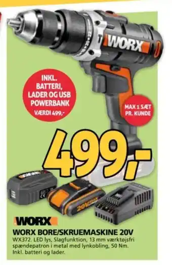 XL-BYG WORX BORE/SKRUEMASKINE 20V tilbud