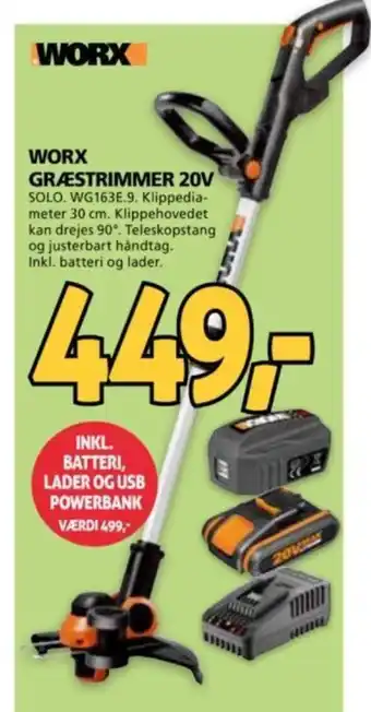 XL-BYG WORX GRÆSTRIMMER 20V tilbud