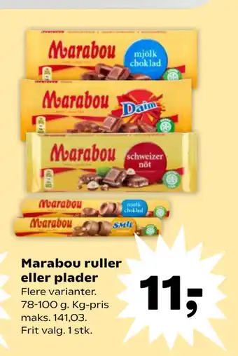 Kvickly Marabou ruller eller plader tilbud