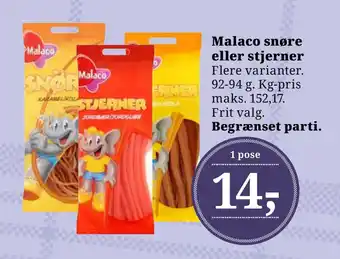 Dagli'Brugsen Malaco snøre eller stjerner tilbud