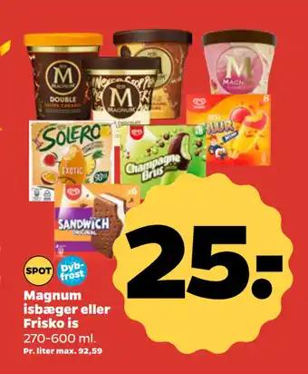 Netto Magnum isbæger eller Frisko is tilbud
