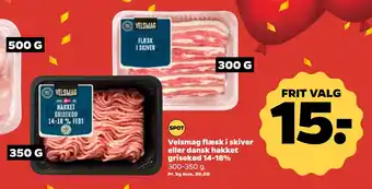 Netto Velsmag flæsk i skiver eller dansk hakket grisekød 14-18% tilbud
