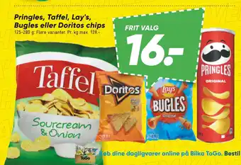 Bilka Pringles, Taffel, Lay's, Bugles eller Doritos chips tilbud